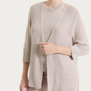 Cardigan aperto in Lurex Rice Stitch - Crockery