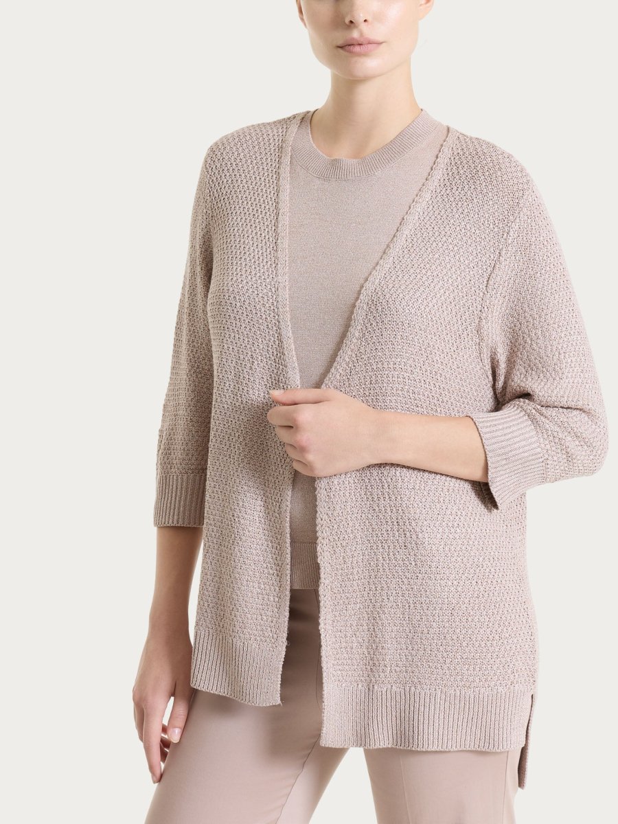 Cardigan aperto in Lurex Rice Stitch - Sphinx
