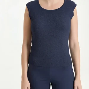 Smanicato in punto piquet di puro cotone - Bleu