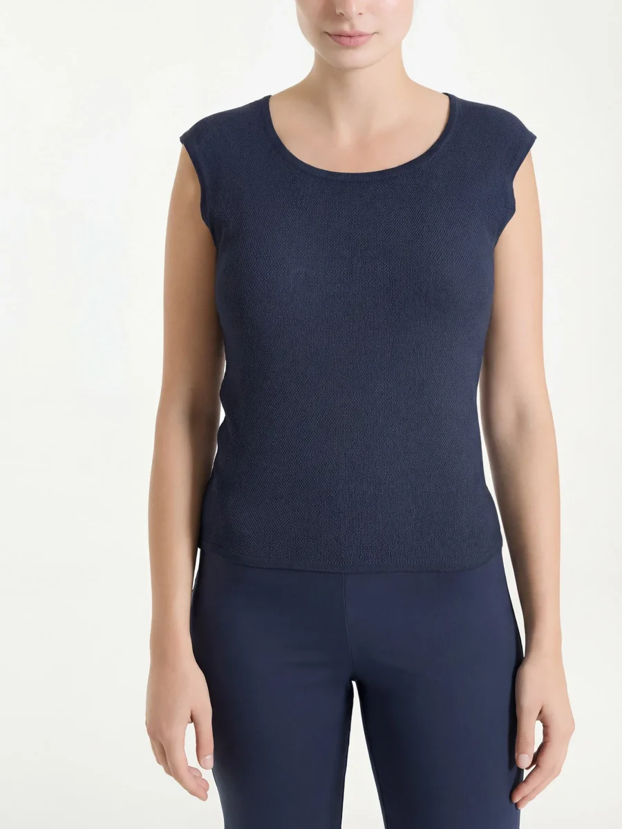 Smanicato in punto piquet di puro cotone - Bleu