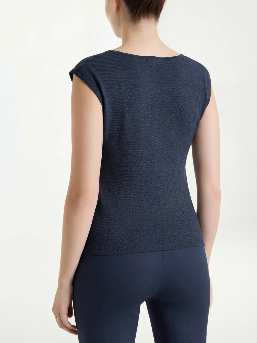 Smanicato in punto piquet di puro cotone - Bleu - immagine 3