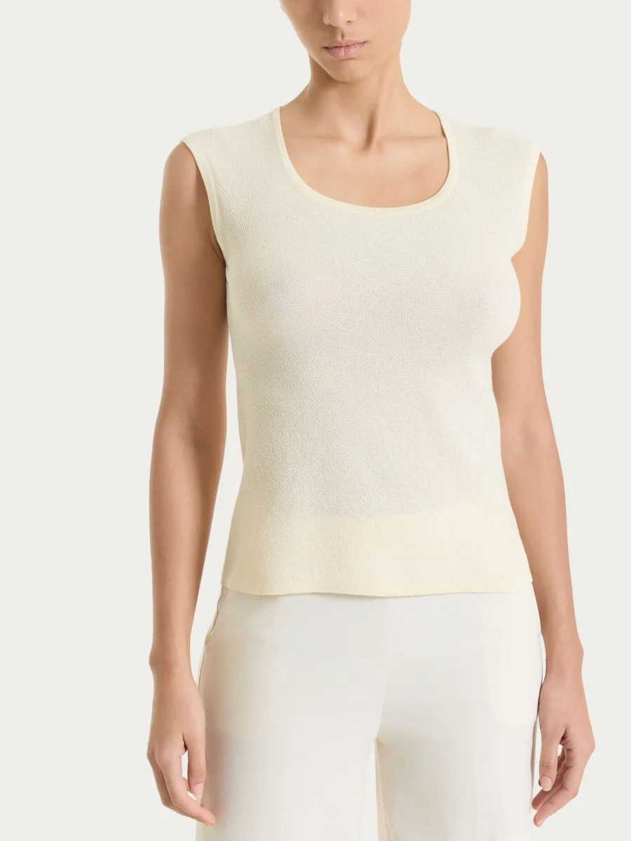 Smanicato in punto piquet di puro cotone - Whitecap Gray