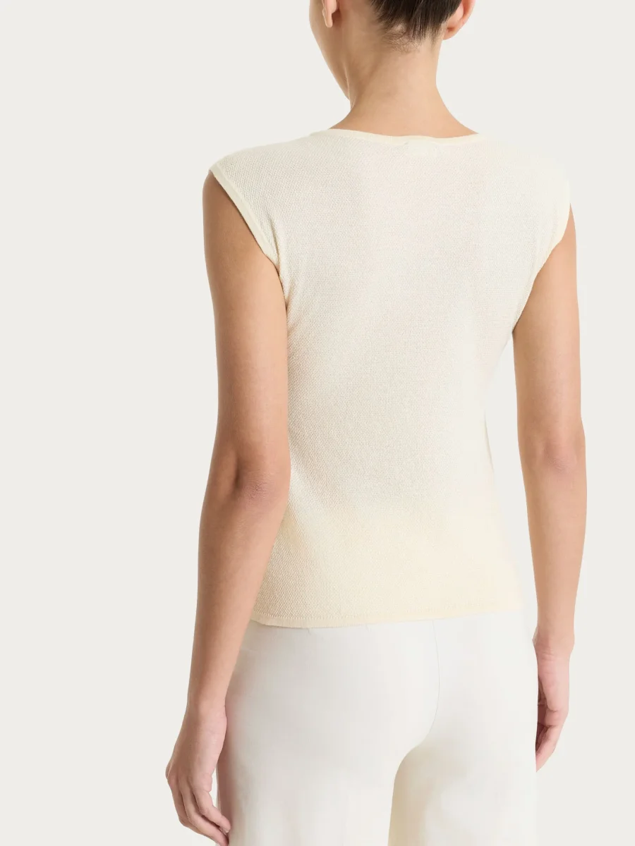 Smanicato in punto piquet di puro cotone - Whitecap Gray - immagine 3