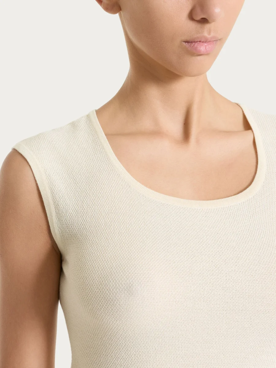 Smanicato in punto piquet di puro cotone - Whitecap Gray - immagine 4