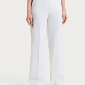 Pantalone a palazzo con tasche in Compact Light - Bianco