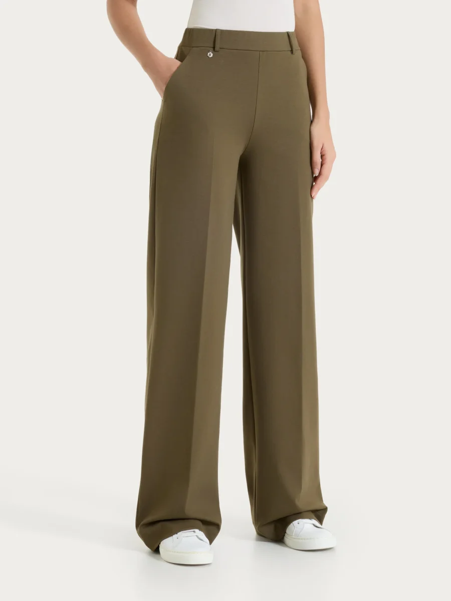 Pantalone a palazzo con tasche in Compact Light - Dark Olive - immagine 2