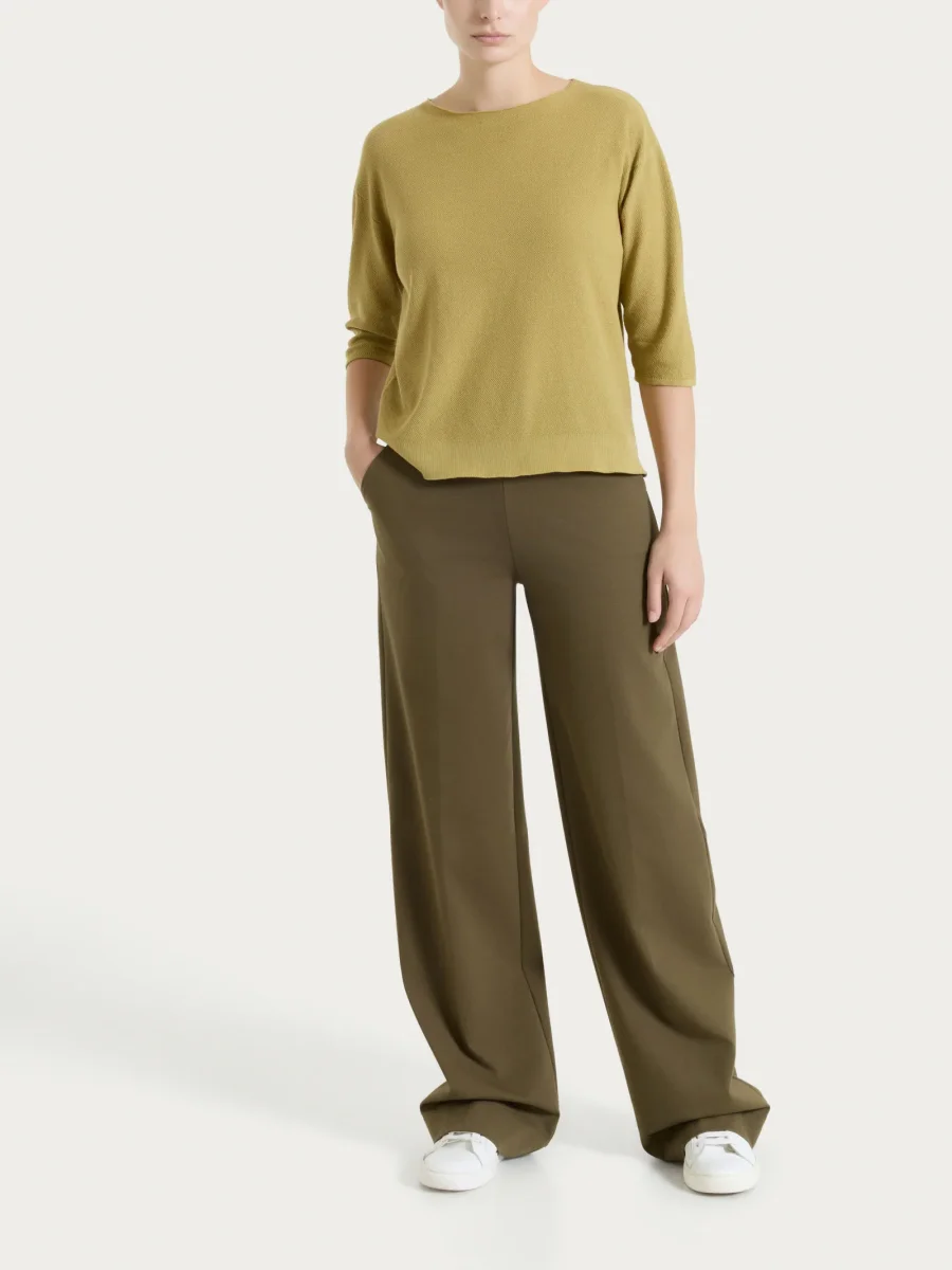 Pantalone a palazzo con tasche in Compact Light - Dark Olive - immagine 6