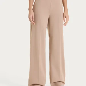 Pantalone a palazzo con tasche in Compact Light - Warm Taupe