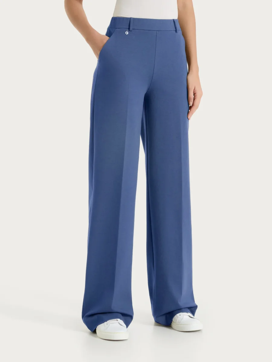 Pantalone a palazzo con tasche in Compact Light - Oceana - immagine 2