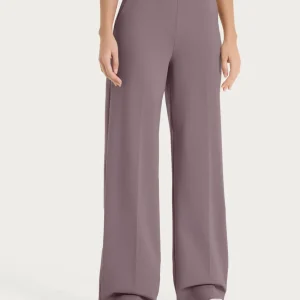 Pantalone a palazzo con tasche in Compact Light - Plum Truffle