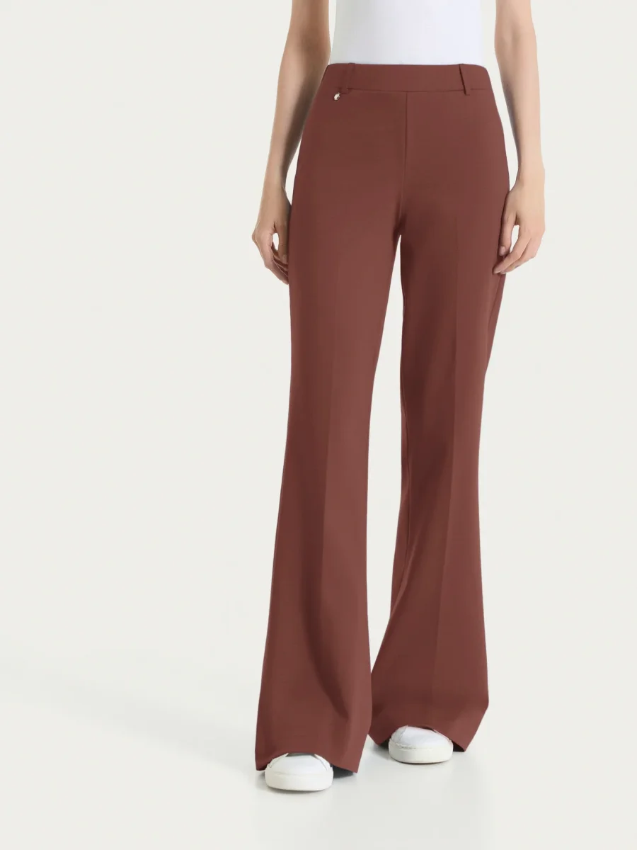 Pantalone flare in Compact Light - Cappuccino - immagine 2