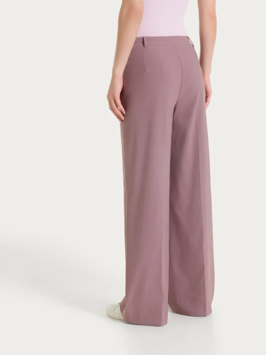 Pantalone a palazzo con tasche in Linen Super Fresh - Twilight Mauve - immagine 3