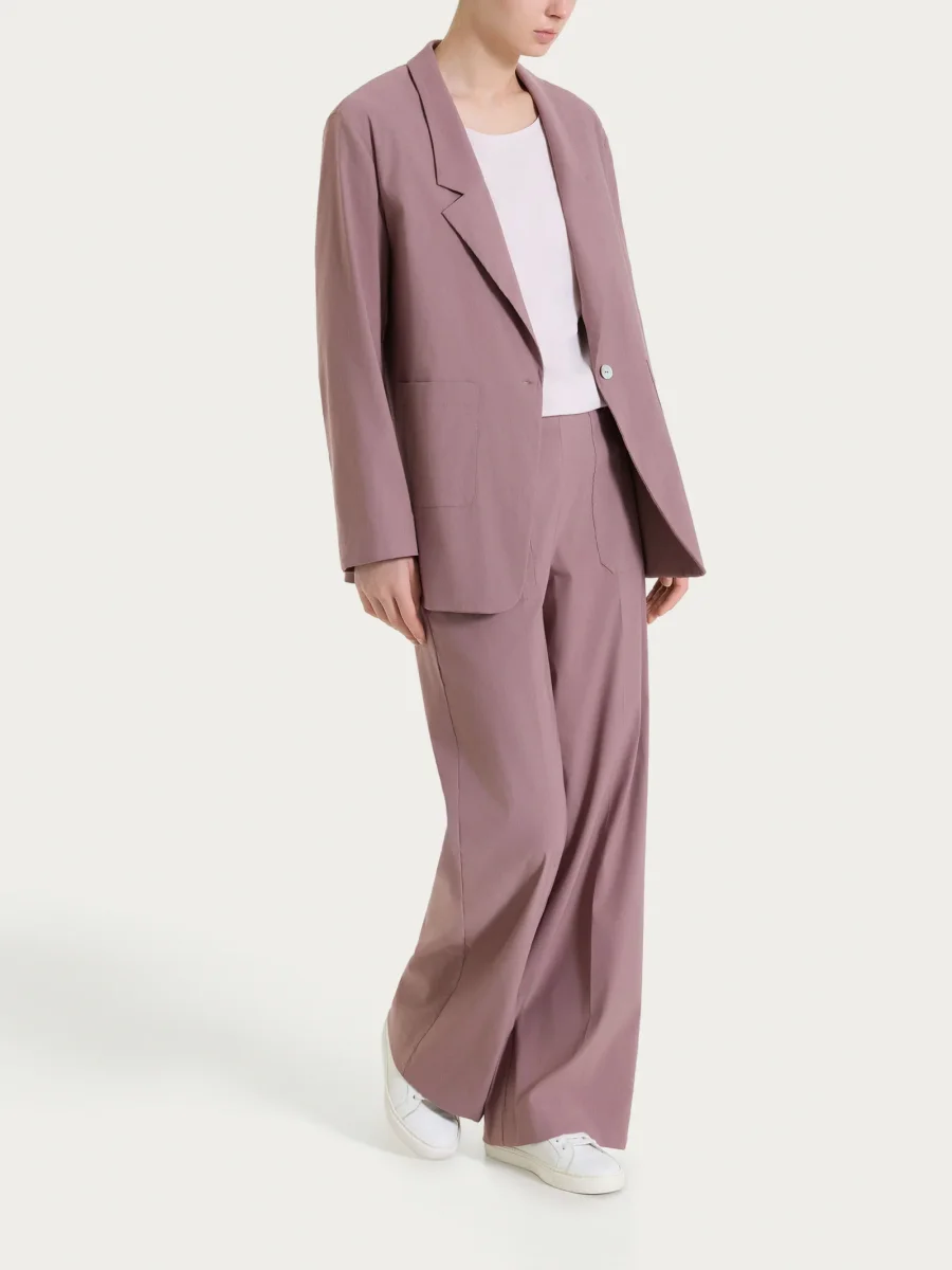Pantalone a palazzo con tasche in Linen Super Fresh - Twilight Mauve - immagine 5