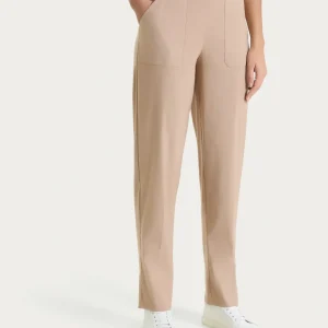 Pantalone a carota con tasche in Linen Super Fresh - Warm Taupe