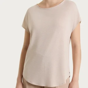 Maglietta con manica corta kimono in Summer Light - Fant. Almond Peach righe 1/1