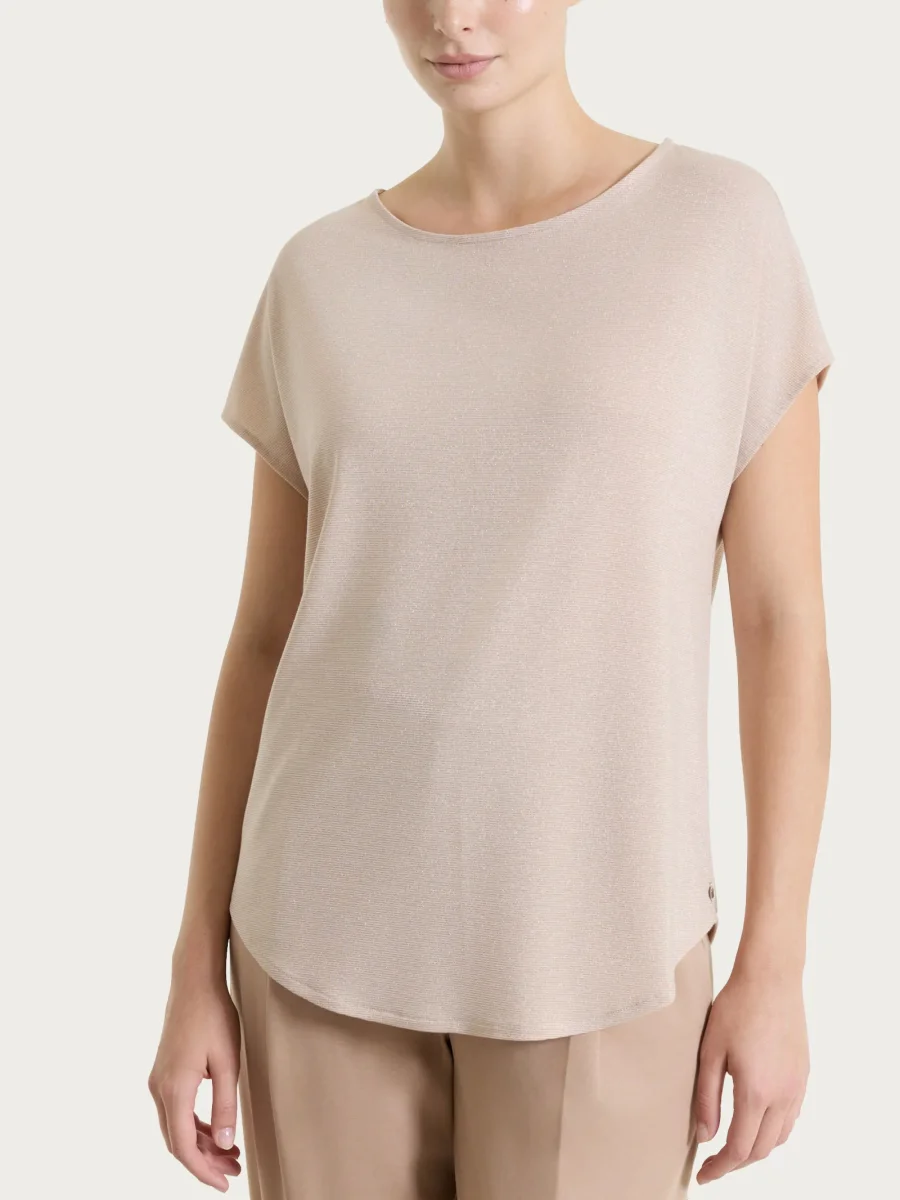 Maglietta con manica corta kimono in Summer Light - Fant. Almond Peach righe 1/1