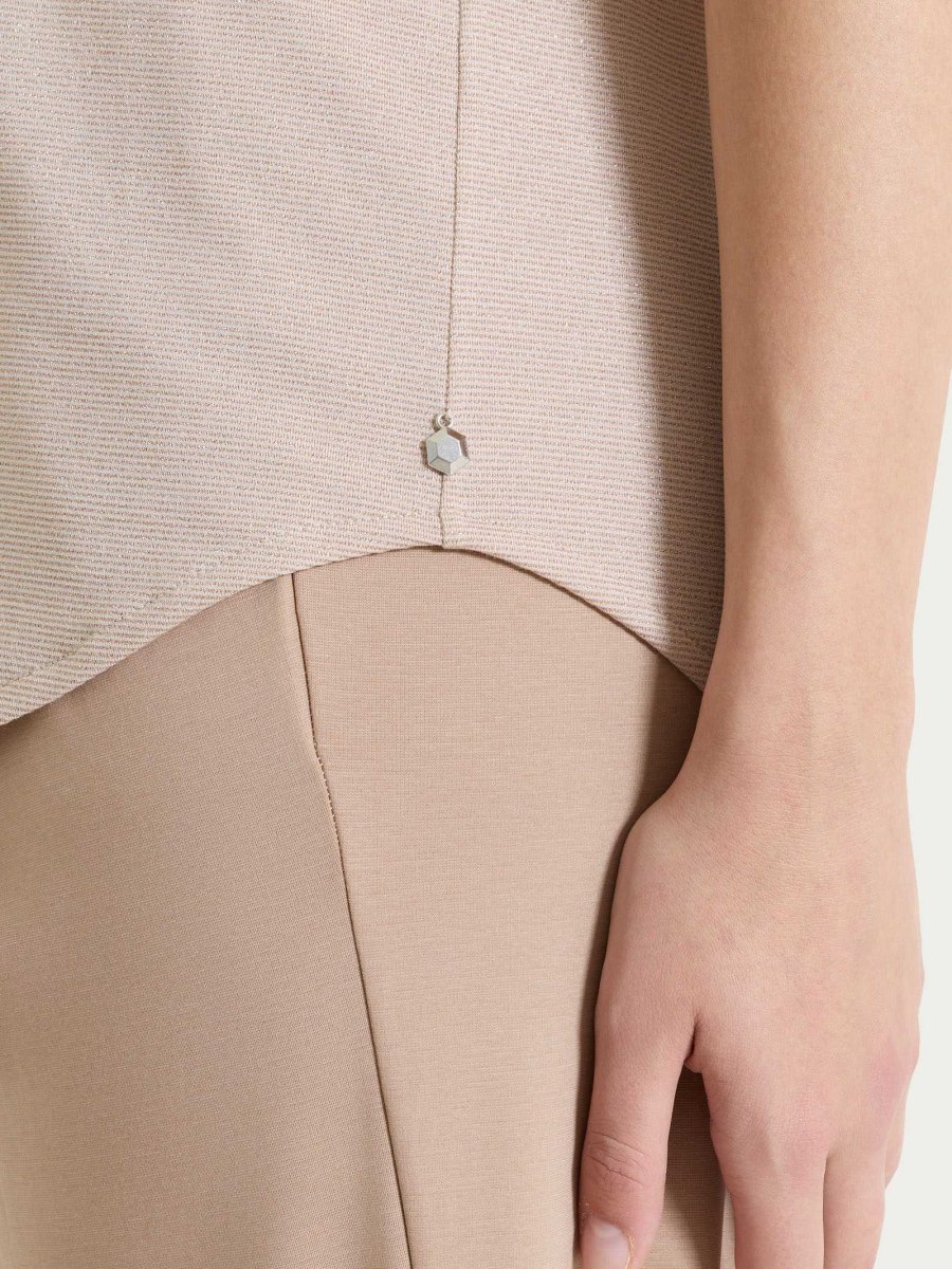 Maglietta con manica corta kimono in Summer Light - Fant. Almond Peach righe 1/1 - immagine 4