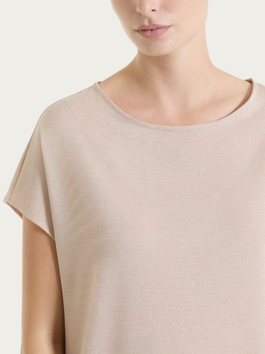 Maglietta con manica corta kimono in Summer Light - Fant. Almond Peach righe 1/1 - immagine 5