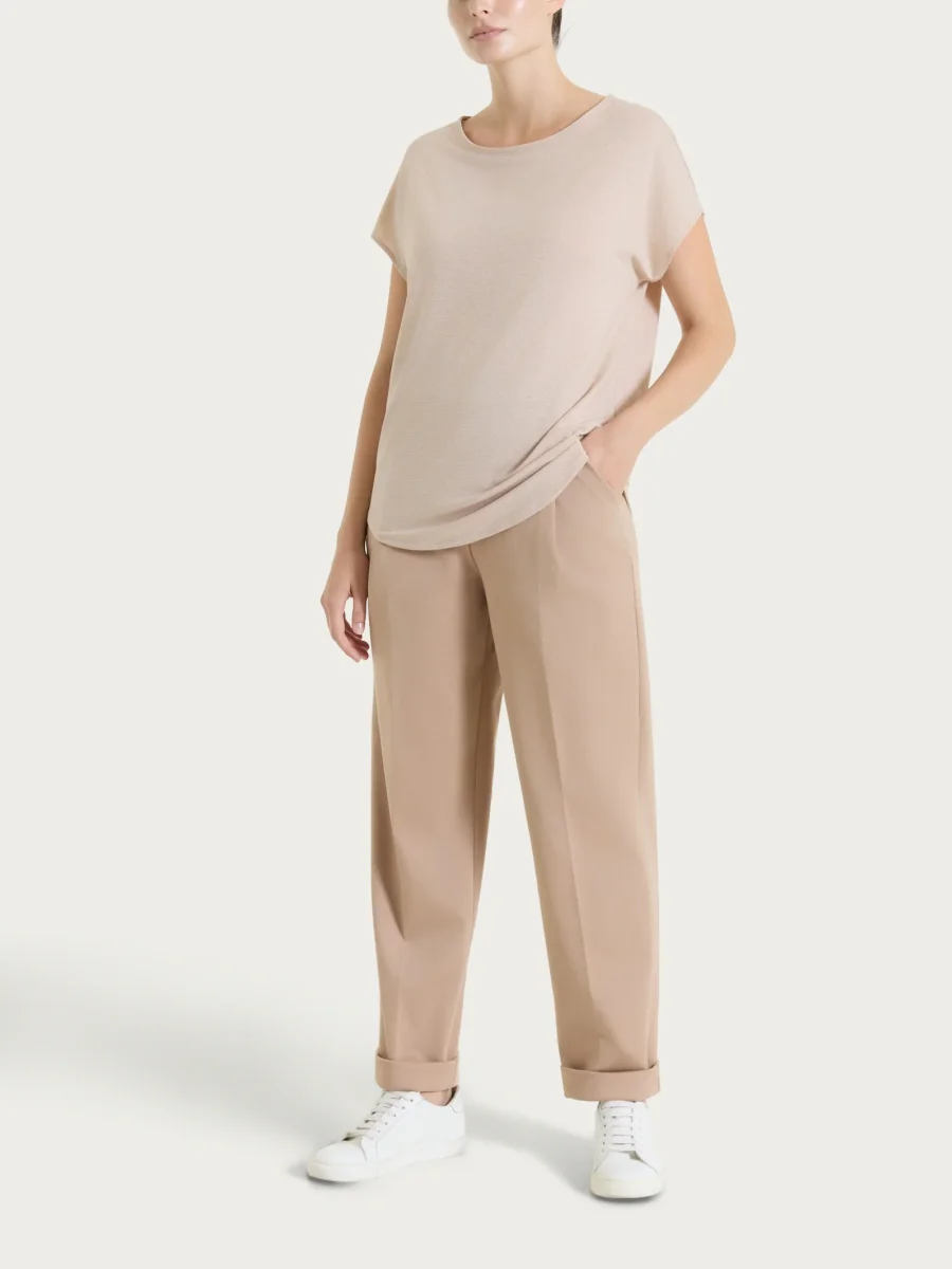 Maglietta con manica corta kimono in Summer Light - Fant. Almond Peach righe 1/1 - immagine 6