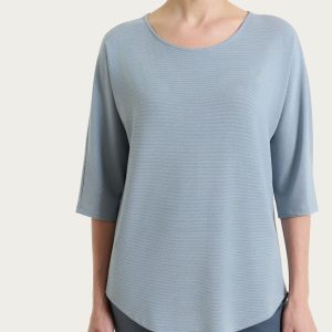 Maglietta con manica 3/4 kimono in Summer Light - Fant. Dusty Blue righe 1/1