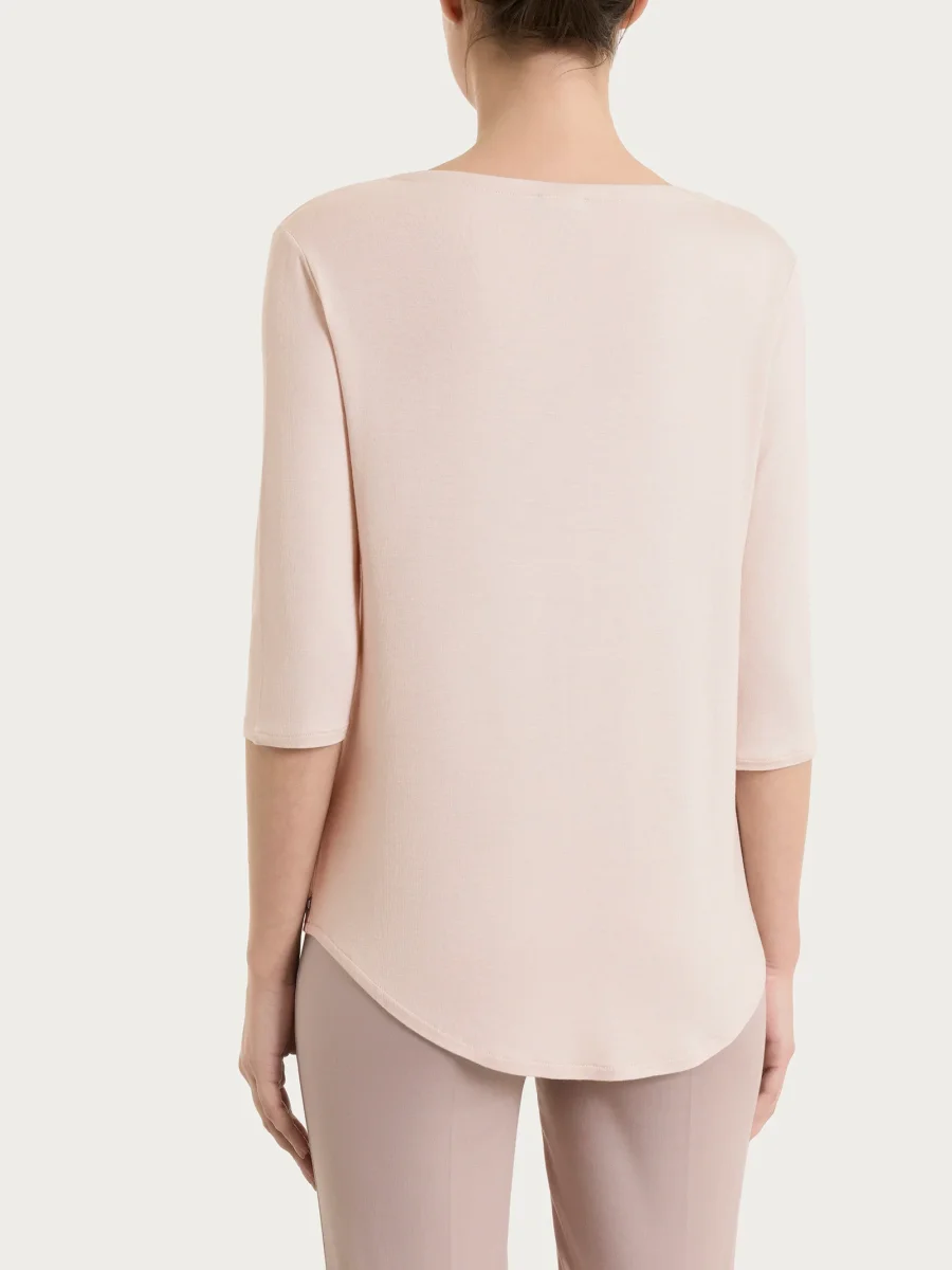 Maglietta con scollo a V incrociato e manica 3/4 in Viscosa Summer - Cameo Rose - immagine 3