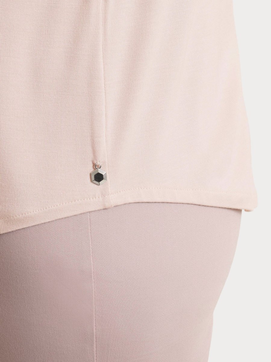 Maglietta con scollo a V incrociato e manica 3/4 in Viscosa Summer - Cameo Rose - immagine 4