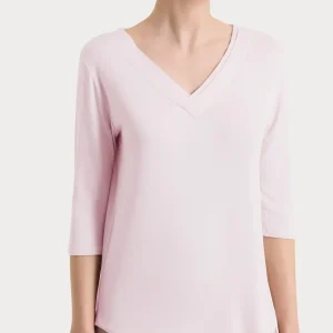 Maglietta con scollo a V incrociato e manica 3/4 in Viscosa Summer - Pale Lilac