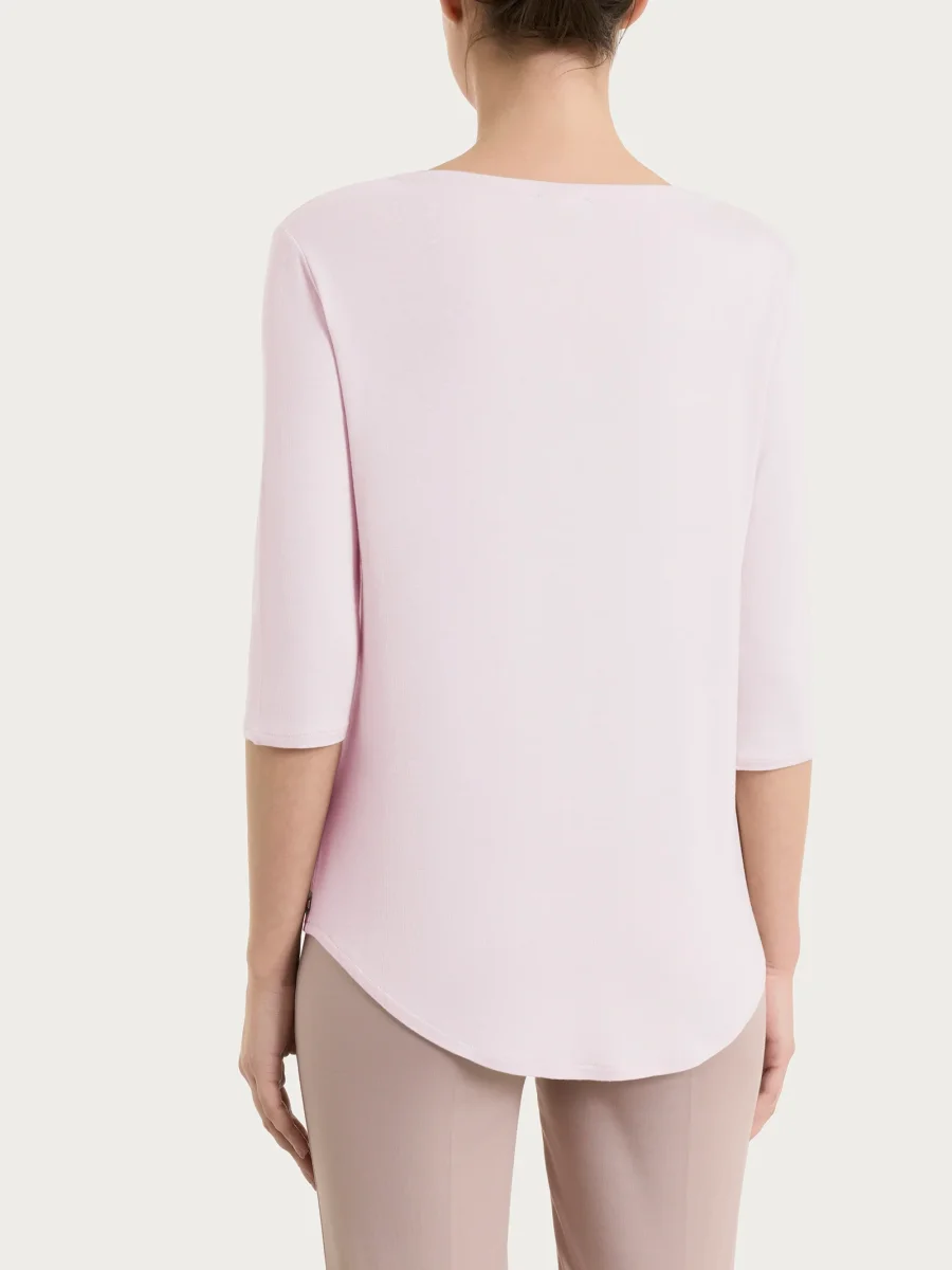 Maglietta con scollo a V incrociato e manica 3/4 in Viscosa Summer - Pale Lilac - immagine 3