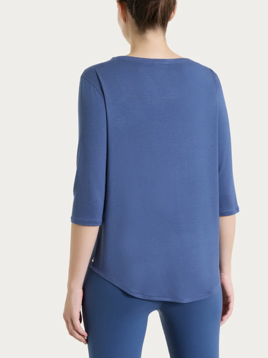 Maglietta con scollo a V incrociato e manica 3/4 in Viscosa Summer - Oceana - immagine 3