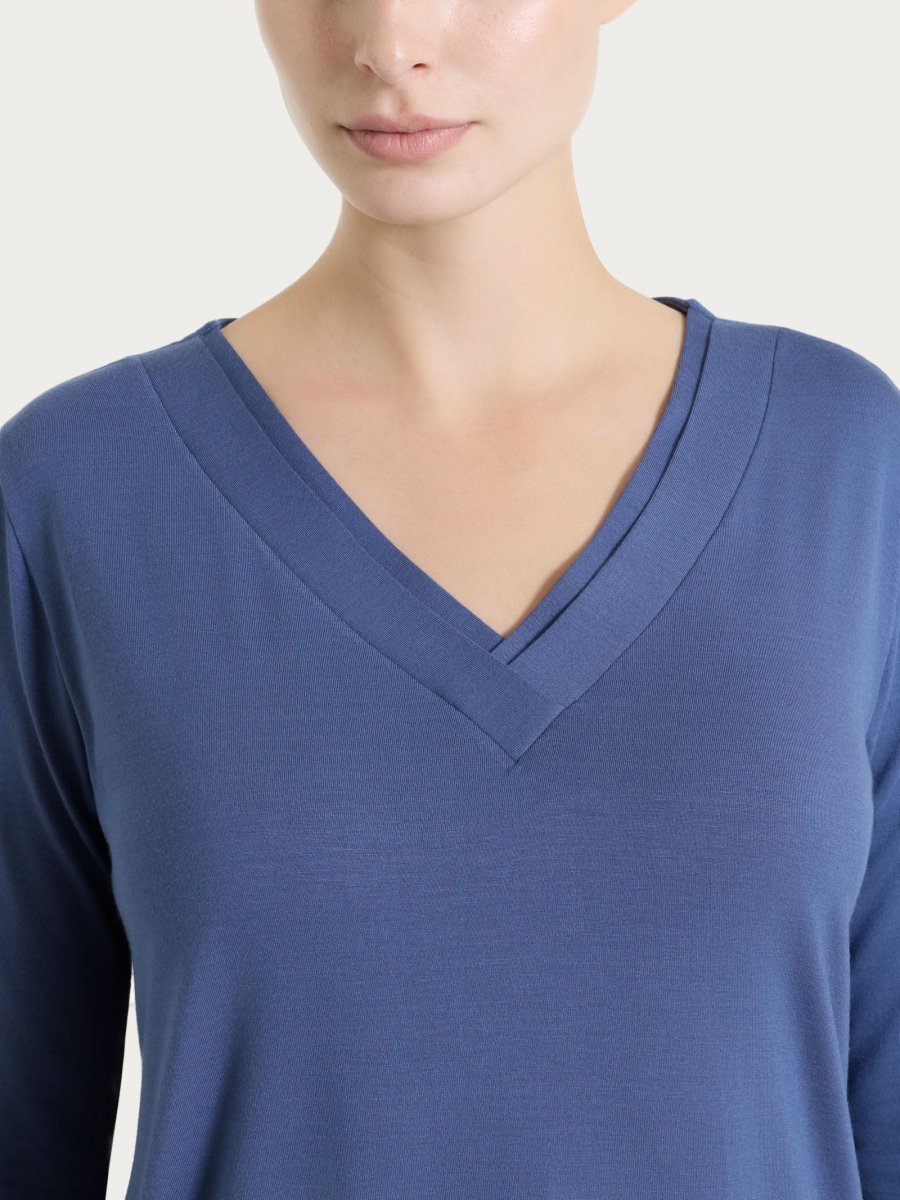 Maglietta con scollo a V incrociato e manica 3/4 in Viscosa Summer - Oceana - immagine 5