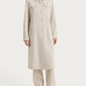 Trench lungo in Compact Light - Champignon