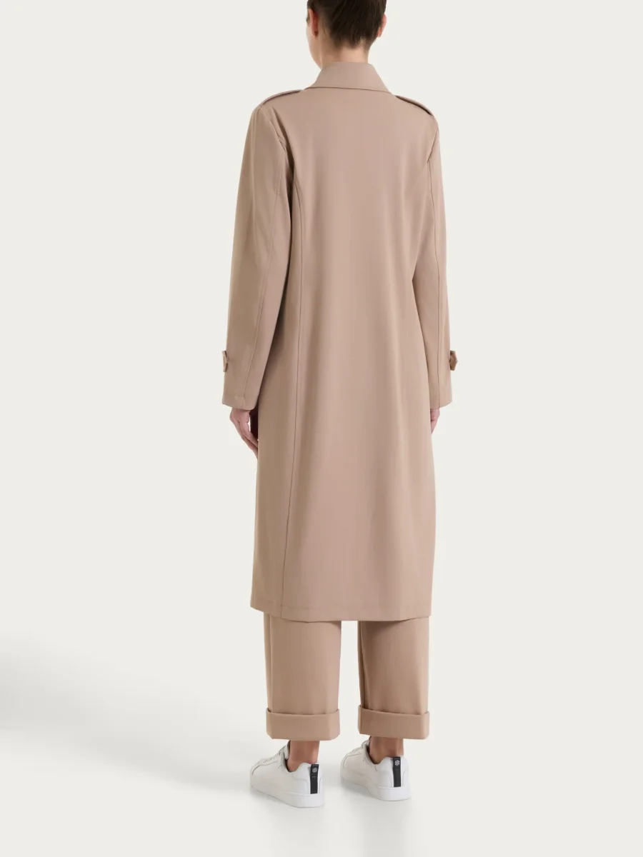 Trench lungo in Compact Light - Warm Taupe - immagine 3