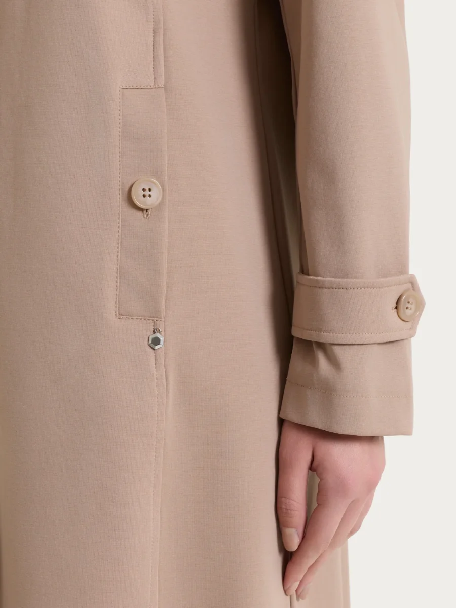 Trench lungo in Compact Light - Warm Taupe - immagine 4