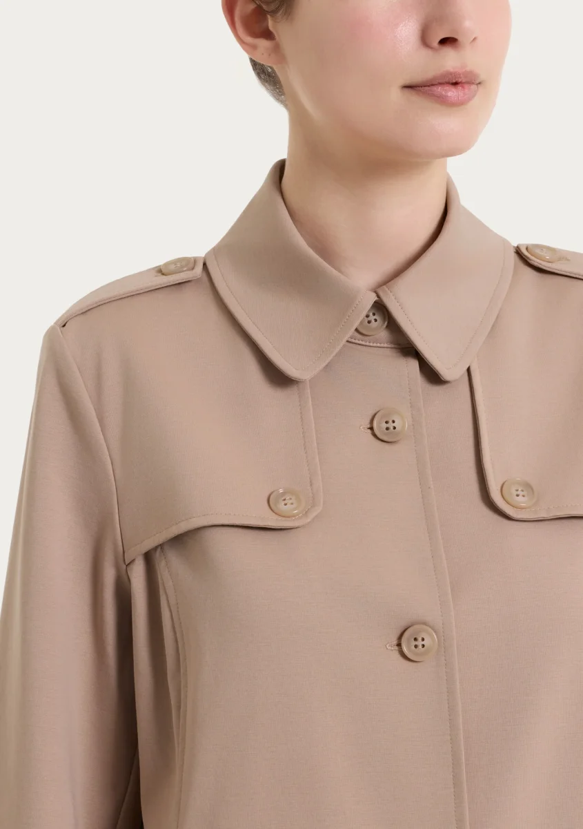 Trench lungo in Compact Light - Warm Taupe - immagine 5
