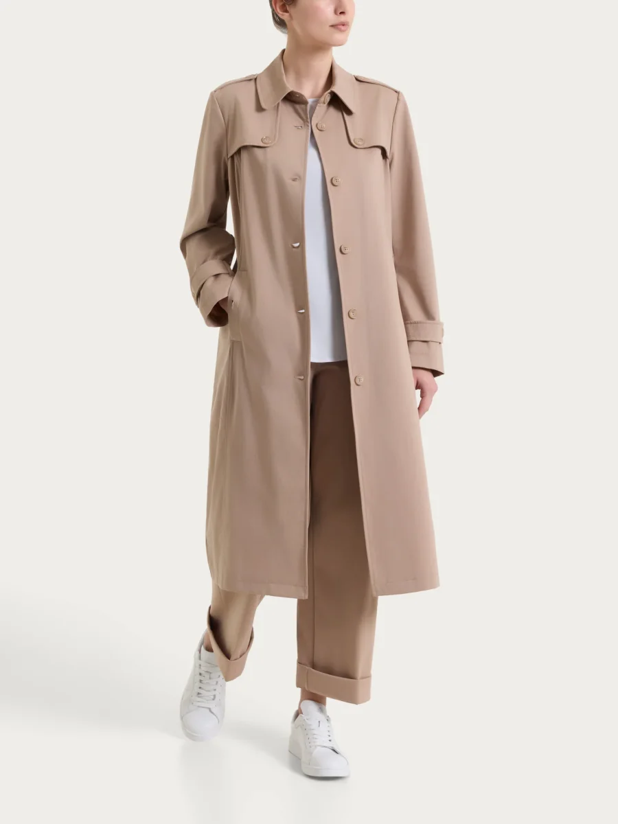 Trench lungo in Compact Light - Warm Taupe - immagine 6