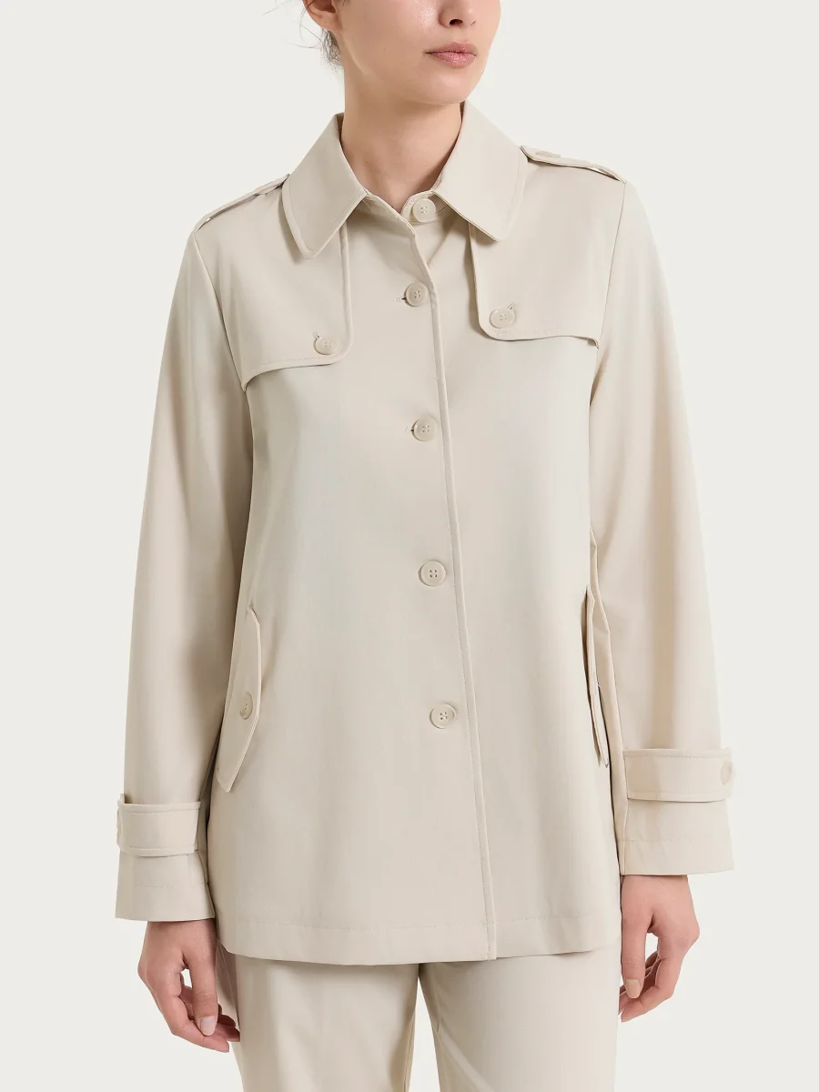 Trench corto in Compact Light - Champignon