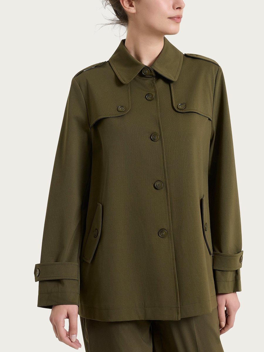 Trench corto in Compact Light - Dark Olive - immagine 2