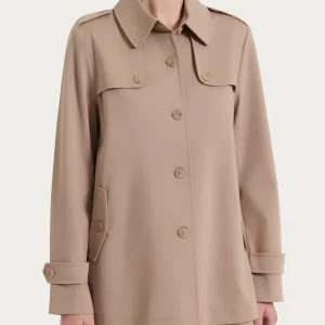 Trench corto in Compact Light - Warm Taupe
