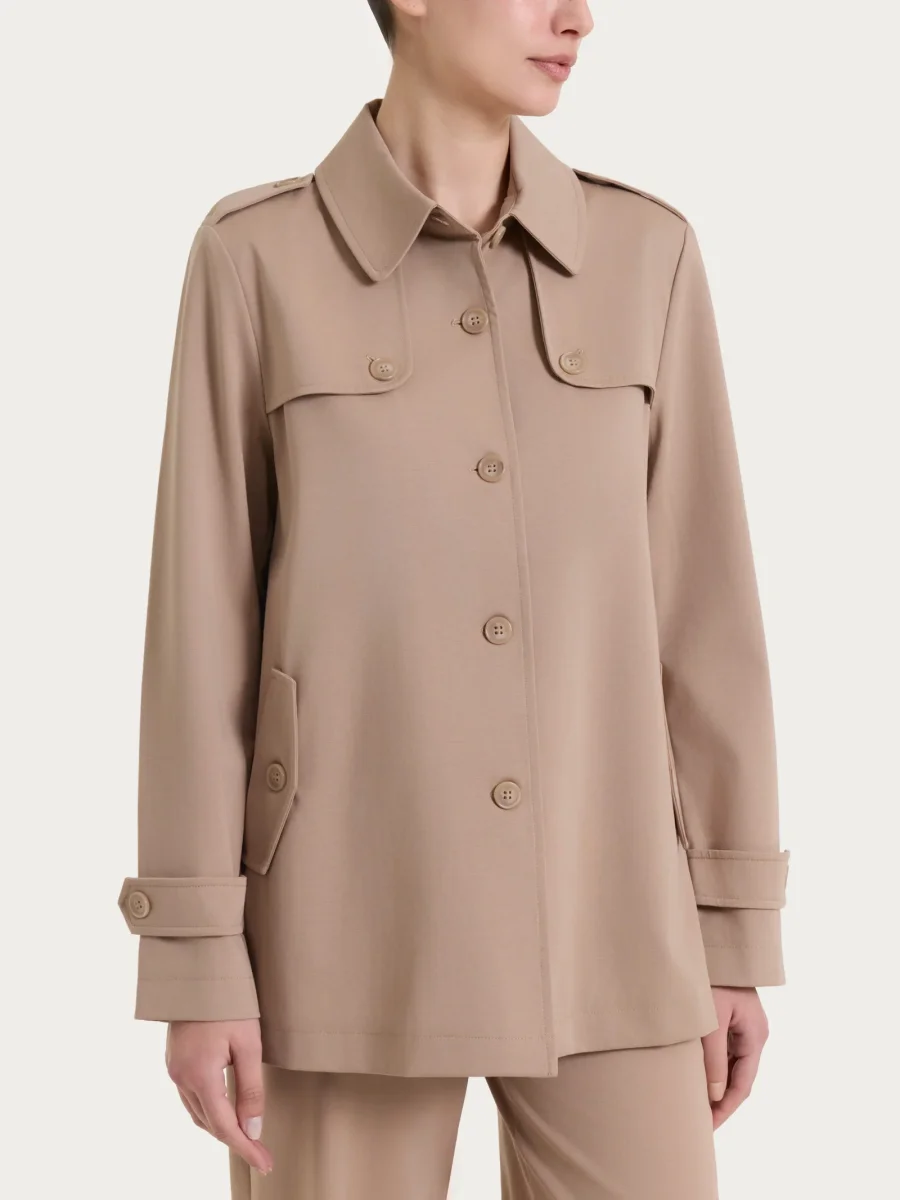 Trench corto in Compact Light - Warm Taupe