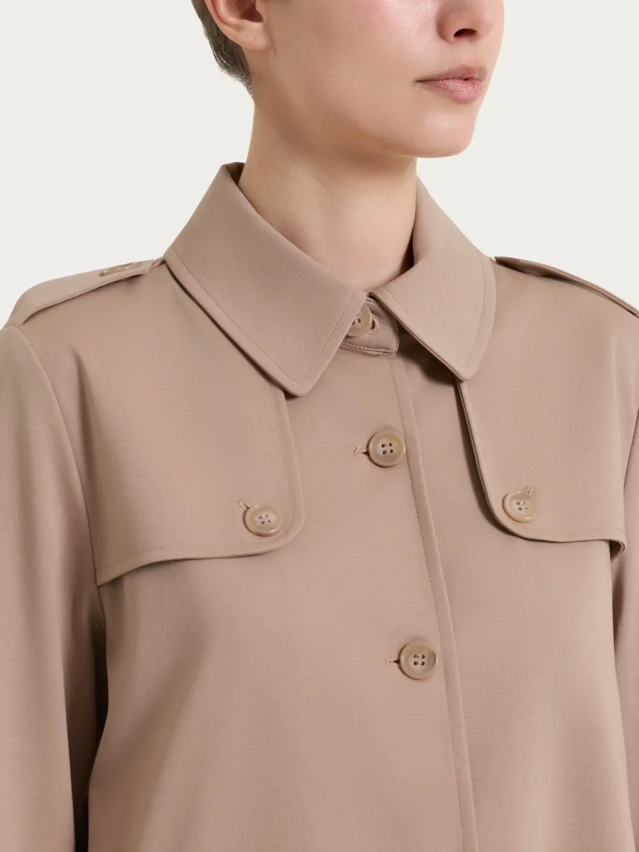 Trench corto in Compact Light - Warm Taupe - immagine 6
