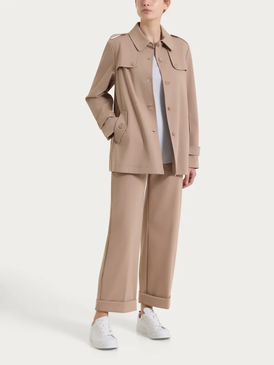 Trench corto in Compact Light - Warm Taupe - immagine 7
