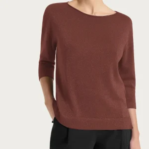 Maglia con scollo a barchetta in Lurex Summertime - Cappuccino