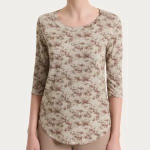 Maglietta girocollo con fantasia sfumata in jersey di viscosa crêpe - Fant. Dark Olive