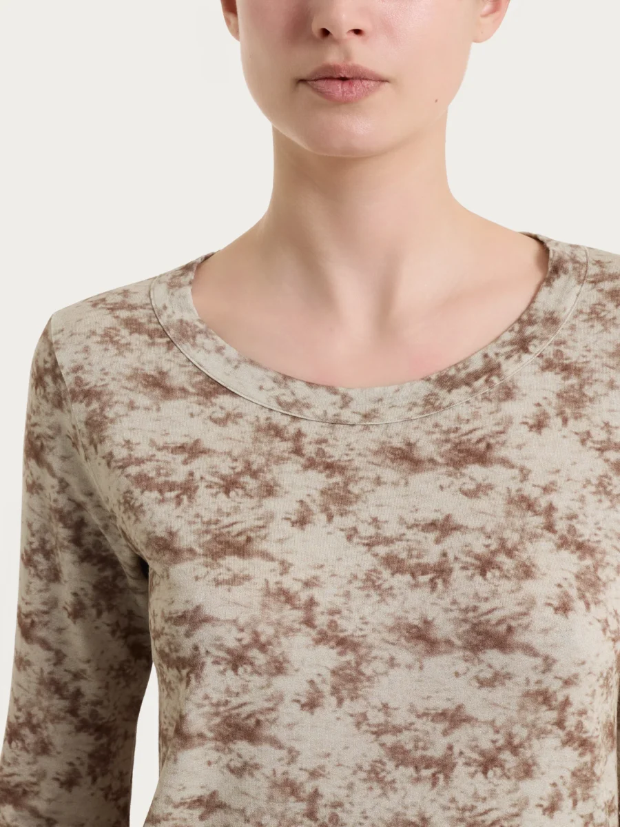 Maglietta girocollo con fantasia sfumata in jersey di viscosa crêpe - Fant. Dark Olive - immagine 5