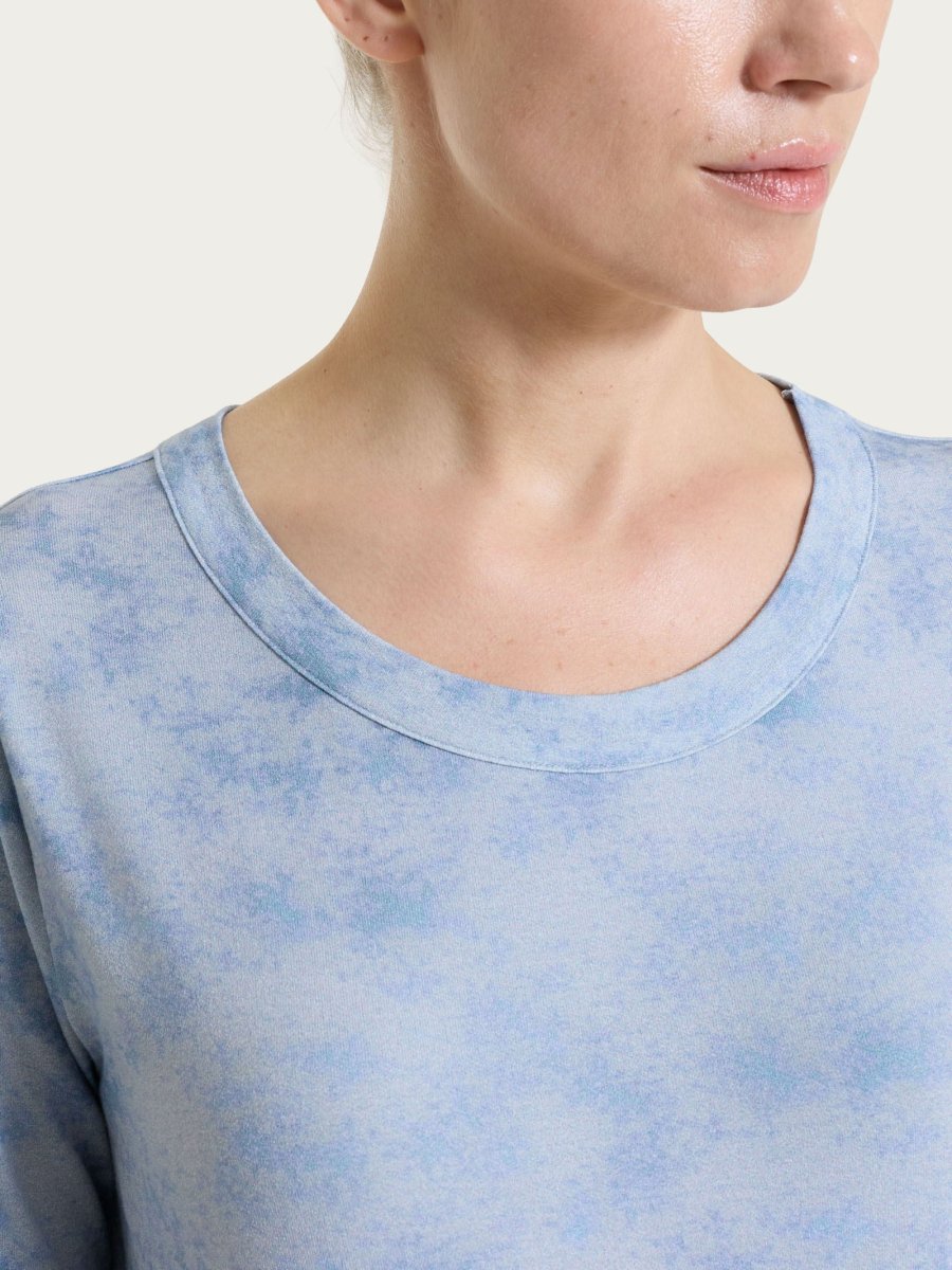 Maglietta girocollo con fantasia sfumata in jersey di viscosa crêpe - Fant. Dusty Blue - immagine 4