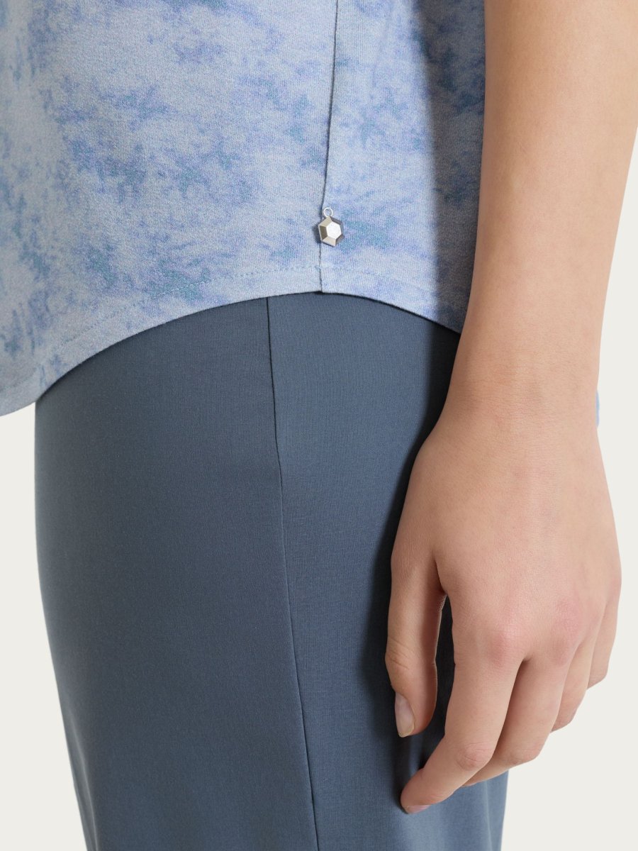 Maglietta girocollo con fantasia sfumata in jersey di viscosa crêpe - Fant. Dusty Blue - immagine 6