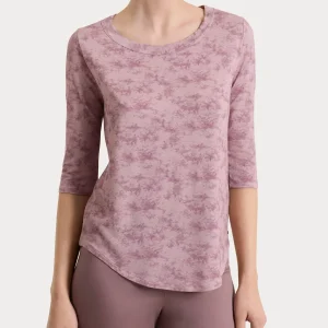 Maglietta girocollo con fantasia sfumata in jersey di viscosa crêpe - Fant. Hushed Violet