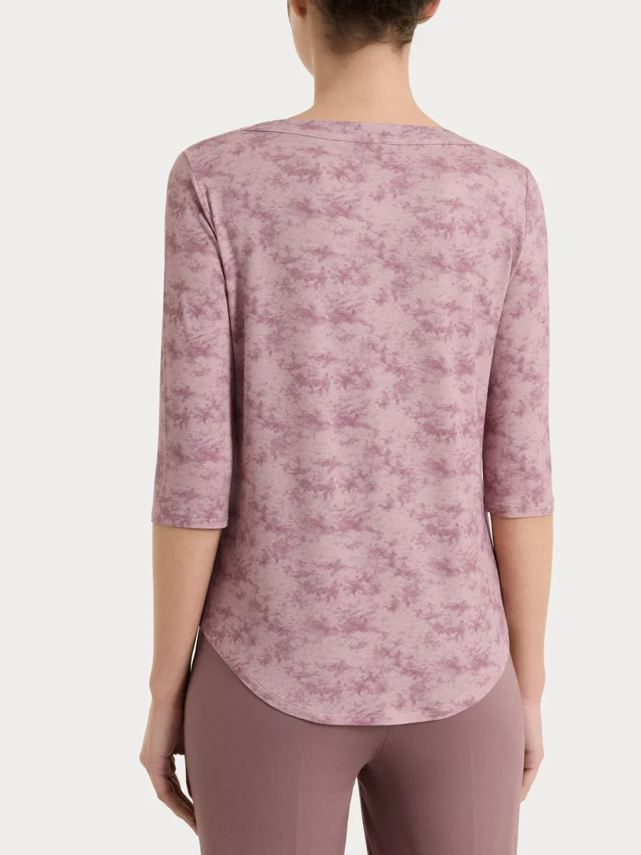 Maglietta girocollo con fantasia sfumata in jersey di viscosa crêpe - Fant. Hushed Violet - immagine 3