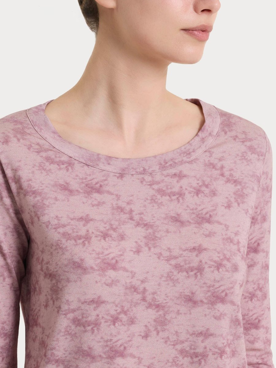 Maglietta girocollo con fantasia sfumata in jersey di viscosa crêpe - Fant. Hushed Violet - immagine 5