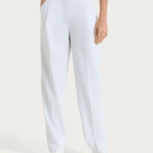 Pantalone a carota con tasche e pinces in Compact Light - Bianco